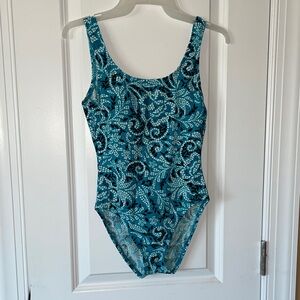 Catalina Teal and Black Floral women’s swimsuit